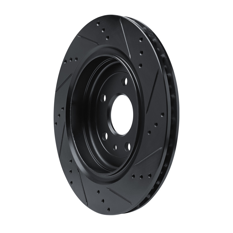 Chevrolet Corvette Brake Rotor (1) - Rear Left - R1 Concepts - Drilled & Slotted - Black - `14-`19